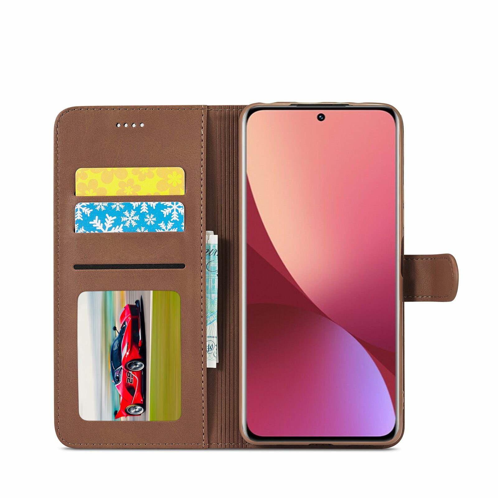 Изображение LCIMEEKE Кожаный книжка чехол для Xiaomi 12 Lite / Сяоми 12 Лайт с визитницей из экокожи