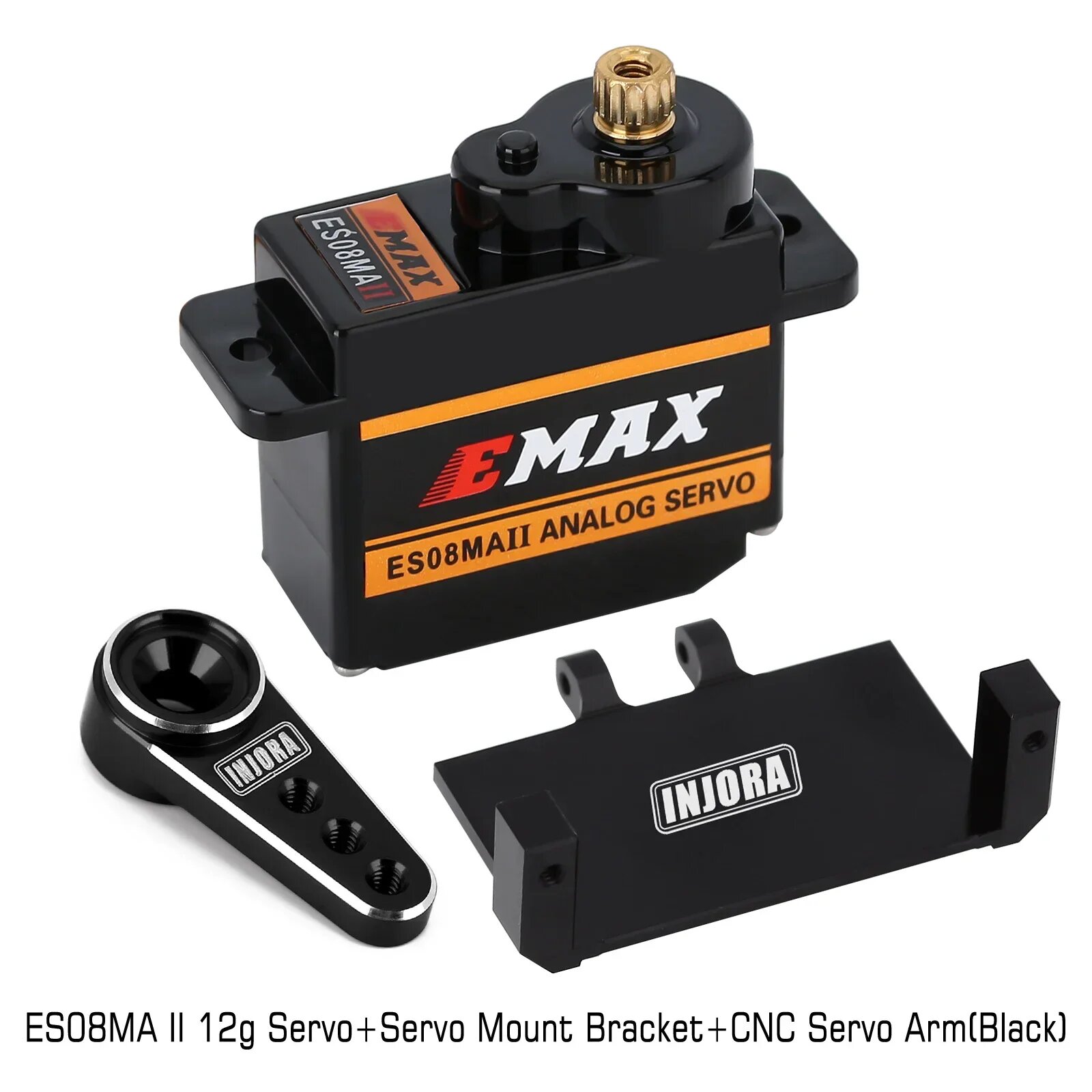 INJORA EMax ES08MA II 12g Сервопривод для RC автомобиля Axial SCX24, Черный