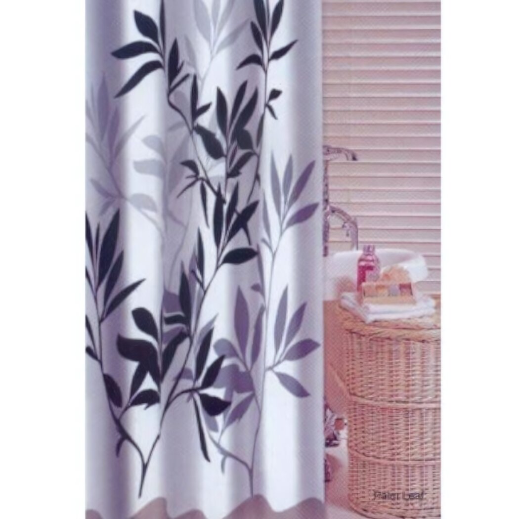 Штора для ванной «Пальмовые листья» 180х200 см светлая влагостойкая с кольцами