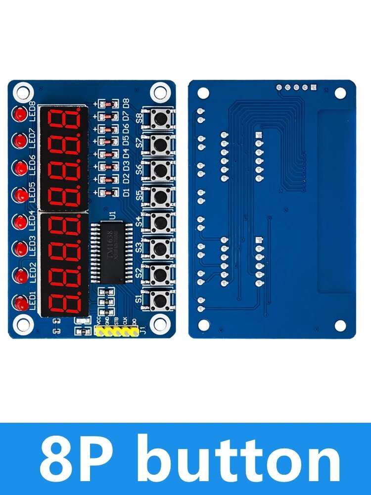 Модуль TM1638 с ключом для Arduino, новая 8-битная цифровая светодиодная трубка, 8-битная кнопка 8p/16P, 8P BUTTON