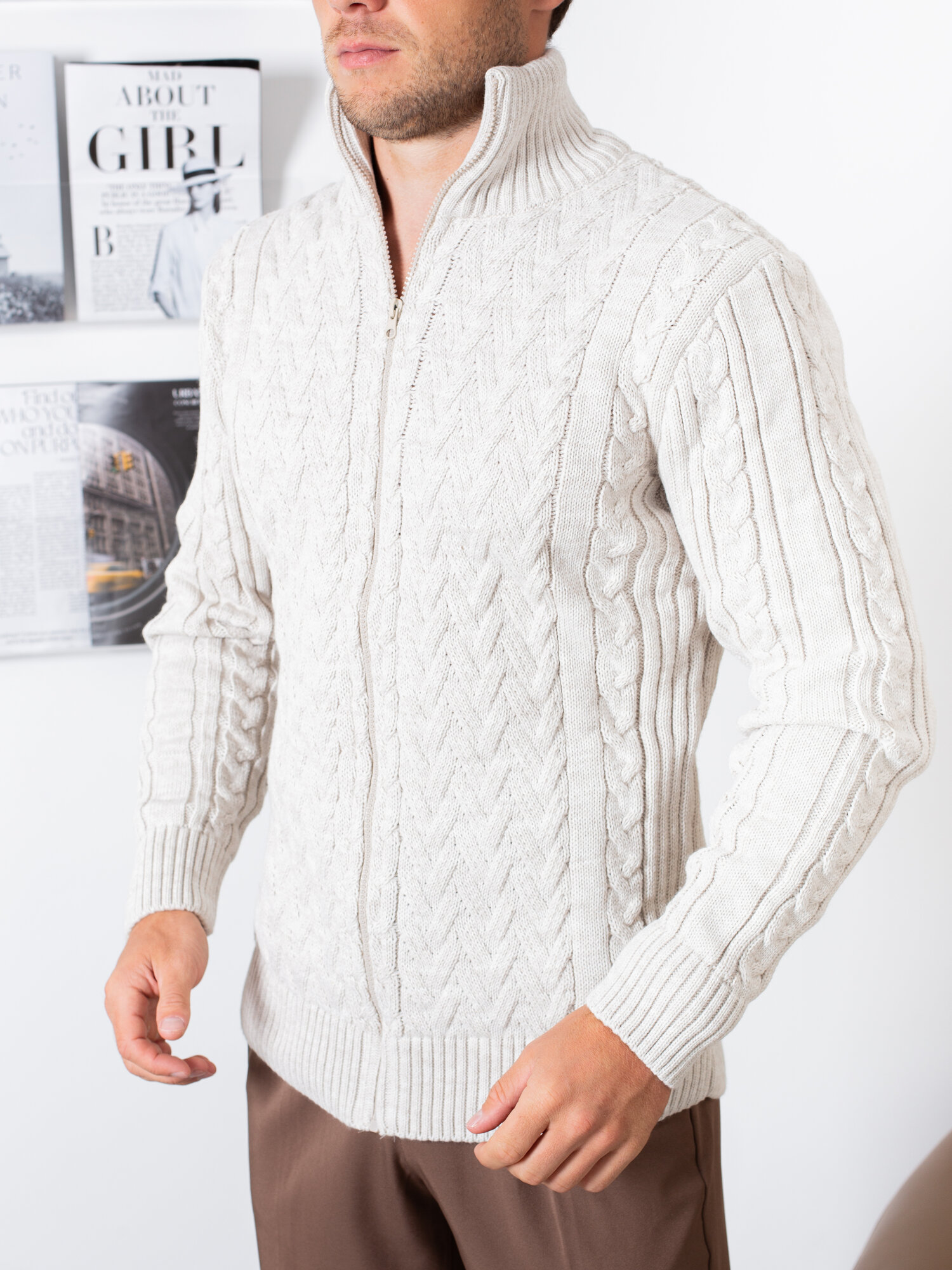 Свитер MADMAN, размер 54, , бежевый, бежевый