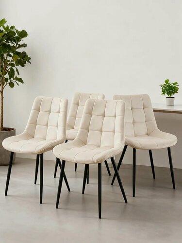 Изображение товара Комплект 4 стульев из микровелюра и металла, DC-100-WB, бежевый