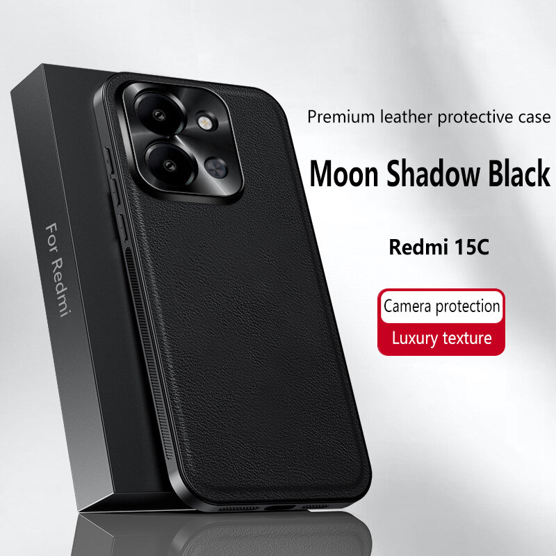 Чехол Для Redmi 15C/Редми 15C, soft touch, чехол-кардиомонитор, искусственная кожа, поликарбонат (PC), защита камеры, ударопрочный, усиленные углы, Xiaomi, Redmi 15C, black,