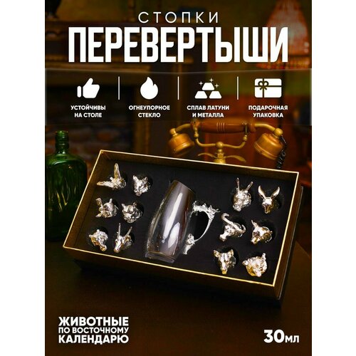 Рюмки перевертыши с подносом и кувшином серебро блестящее 30 мл 2890₽