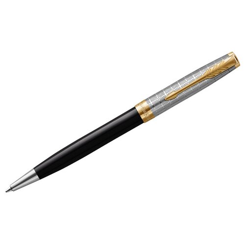 ручки шариковые подарочные ручка шариковая parker sonnet sand blasted metal Ручка шариковая Parker Sonnet Premium Metal&Black GT черная, 1,0мм, поворот, подарочная упаковка