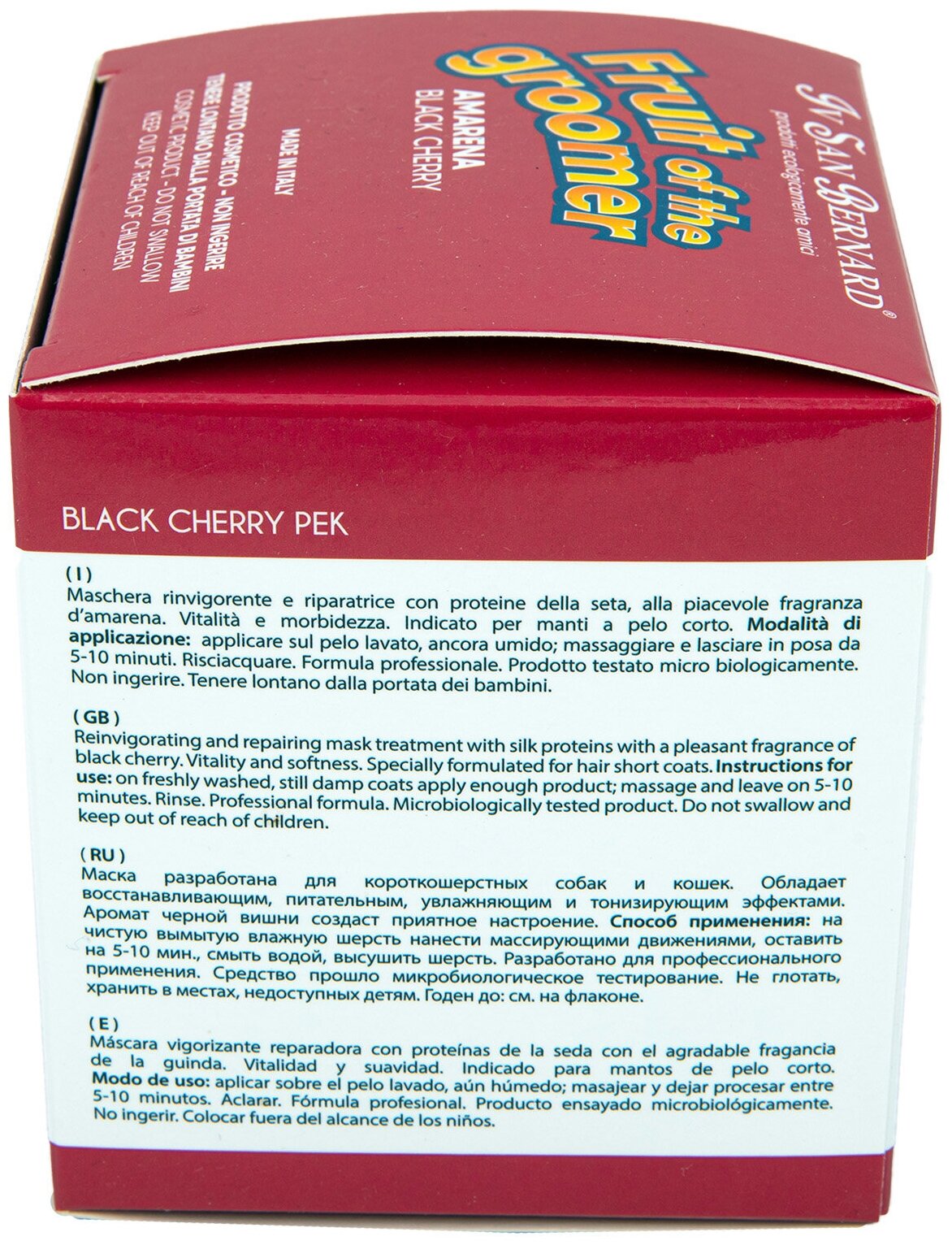 Маска Iv San Bernard Fruit of the Groomer Black Cherry, восстанавливающая для короткой шерсти с протеинами шелка 250 мл - фотография № 7