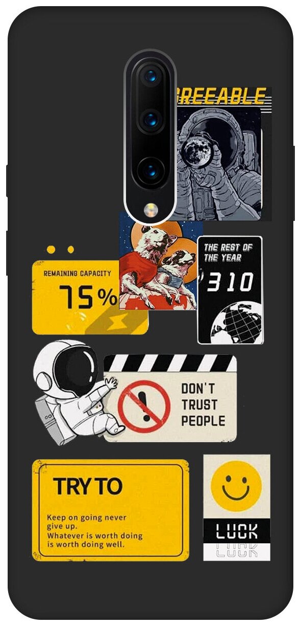 Матовый чехол Space Stickers для OnePlus 7 Pro / ВанПлюс 7 Про с 3D эффектом черный - фотография № 1