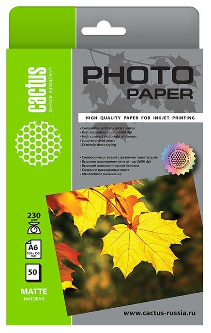 Фотобумага Cactus A4/120г/м2/100л./белый матовое для струйной печати - фото №5
