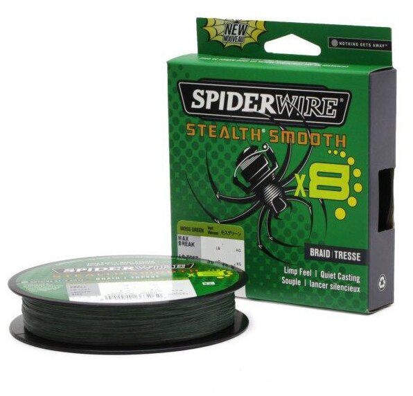 Шнур плетеный SPIDERWIRE Х8 Braid Stealth Smooth 150м темнозеленый 0,09мм 7,5кг