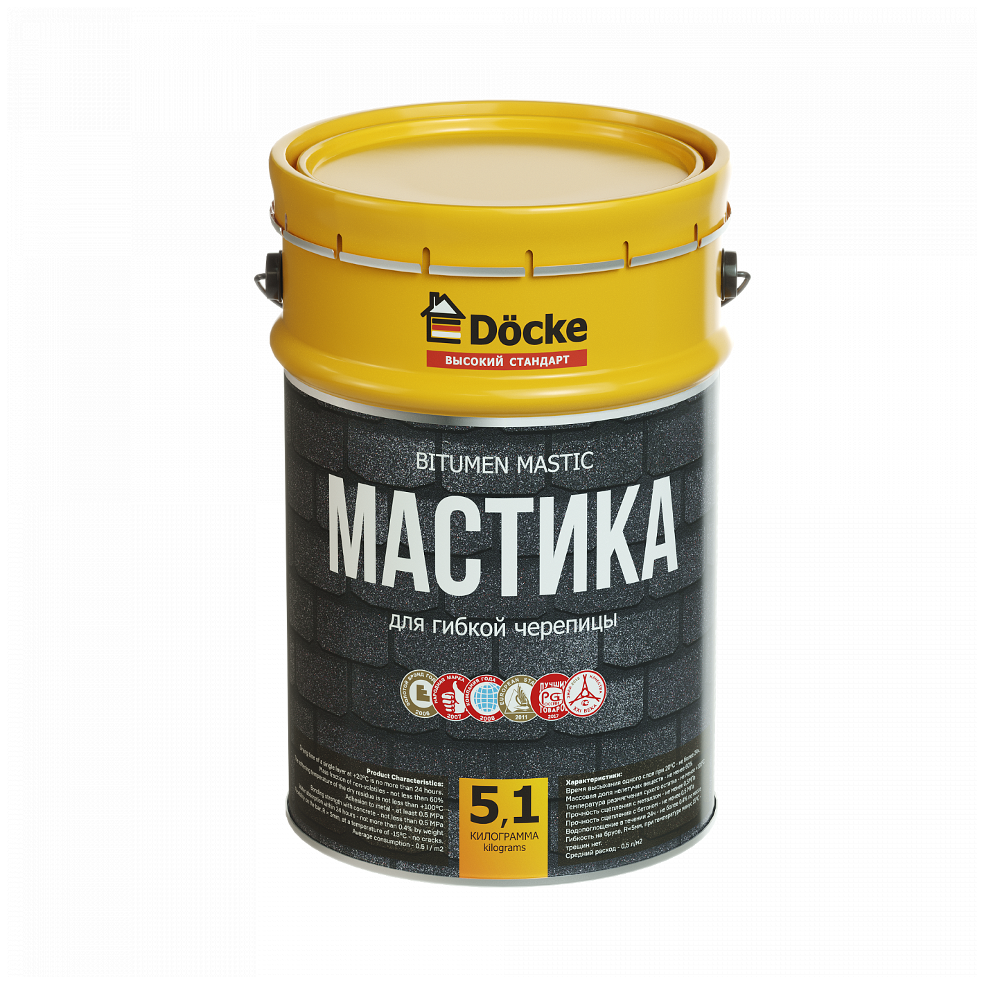 Мастика для гибкой черепицы Docke 5 л