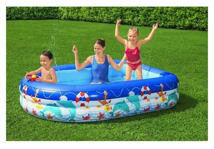 Бассейн надувной детский sea captain family pool, 213 x 155 x 132 см, с навесом, 54370 bestway - фотография № 3