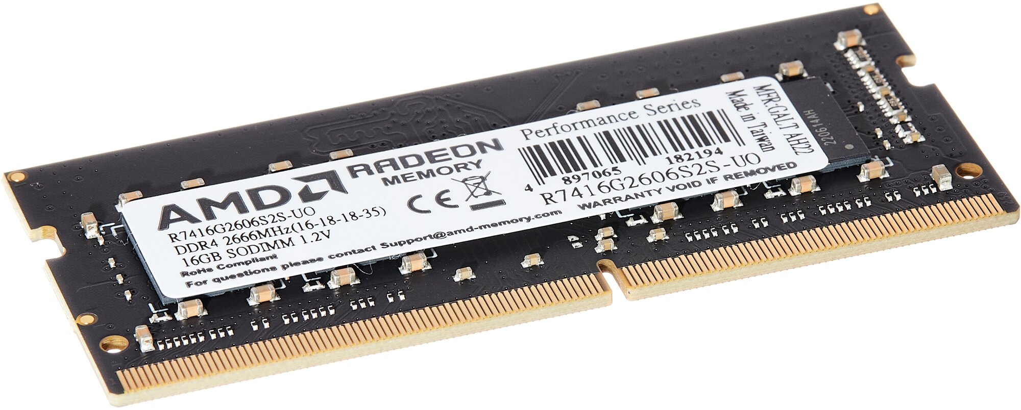 Оперативная память Amd SO-DIMM DDR4 16Gb 2666MHz pc-21300 R7 Performance Series Black CL16, 1.2V (R7416G2606S2S-UO)