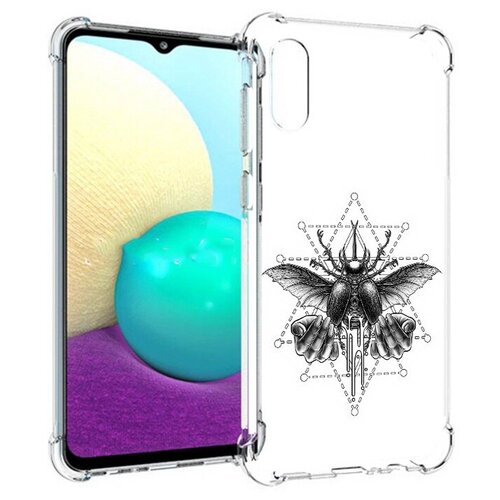 чехол панель накладка mypads для samsung galaxy a02 sm a022 2021 samsung galaxy m02 2021 ультра тонкая полимерная из мягкого качественного Чехол задняя-панель-накладка-бампер MyPads скарабей для Samsung Galaxy A02 SM-A022 (2021)/Samsung Galaxy M02 (2021) противоударный