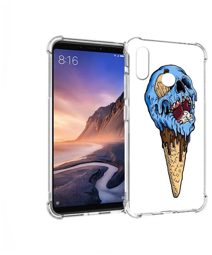 Чехол задняя-панель-накладка-бампер MyPads мороженное череп для Xiaomi Mi Max 3 противоударный