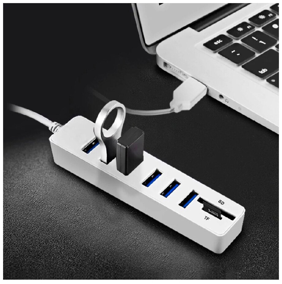 USB HUB 6 (концентратор) + карты памяти SD / TF / картридер USB разветвитель переходник адаптер / удлинитель х6 USB