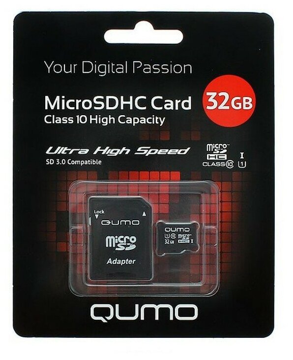 Карта памяти MicroSD 32Гб QUMO QM32GMICSDHC10U1