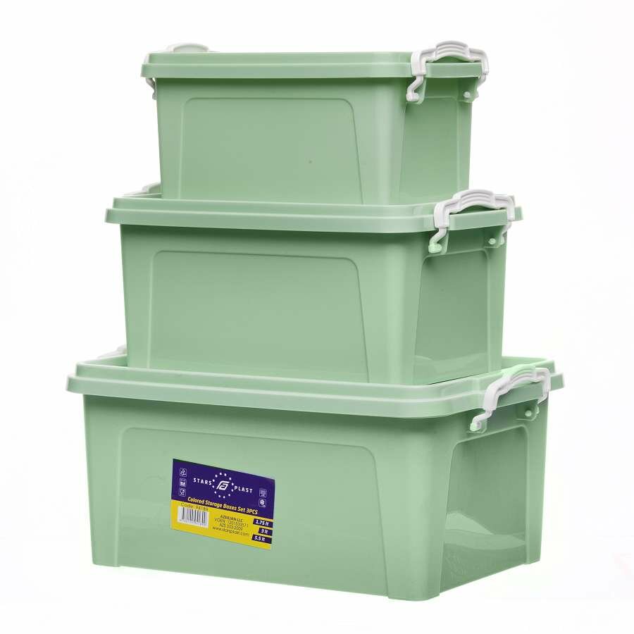 Набор цветной контейнер для хранения 3шт. (1,75;3;5,5) л