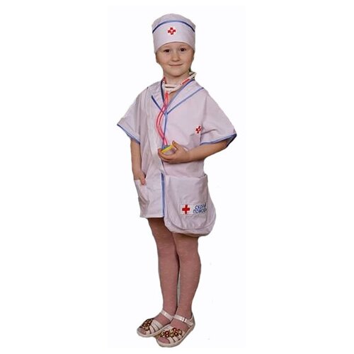 фото Костюм доктора детский для девочки "скорая помощь" мх-кс19 1844 32/122-128 мир хлопка