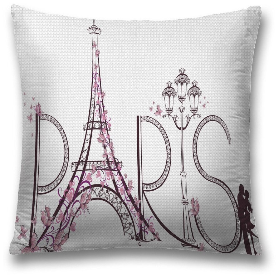 Наволочка декоративная на молнии, чехол на подушку JoyArty "Влюбленный Париж" 45х45 см