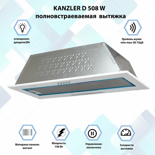 Вытяжка встраиваемая кухонная Kanzler D 508 W белый