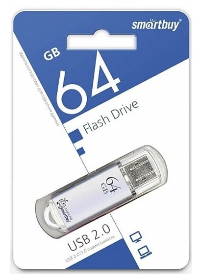 USB флешка Smartbuy 64Gb V-Cut silver USB 2.0