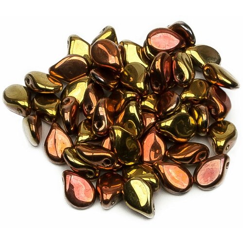 Стеклянные чешские бусины, Pip Beads, 5х7 мм, цвет Crystal California Gold Rush, 50 шт.