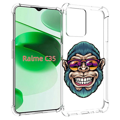 Чехол MyPads обезьяна улыбается для Realme C35 / Narzo 50A Prime задняя-панель-накладка-бампер чехол mypads hate love face для realme c35 narzo 50a prime задняя панель накладка бампер
