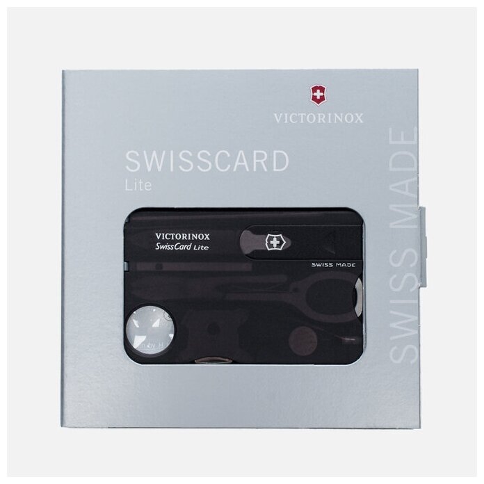 Швейцарская карта Victorinox SwissCard Lite (0.7333.T3) черный полупрозрачный коробка подарочная - фото №11