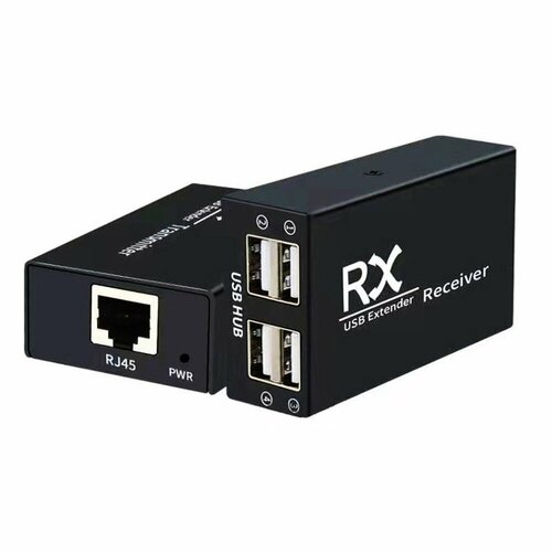 ORIENT VE01U4P, USB extender, удлинитель до 60 м по витой паре, USB хаб 4 порта, подключается 1 кабель UTP Cat5e/6, питание от внешнего БП (31252) переходник удлинитель usb по витой паре 1m 2f h60