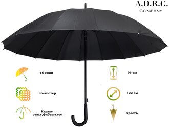 Зонт женский /мужской зонт - трость /большой/зонтик автоматический/черный цвет/От солнца/от дождя /зонт складной/всесезон