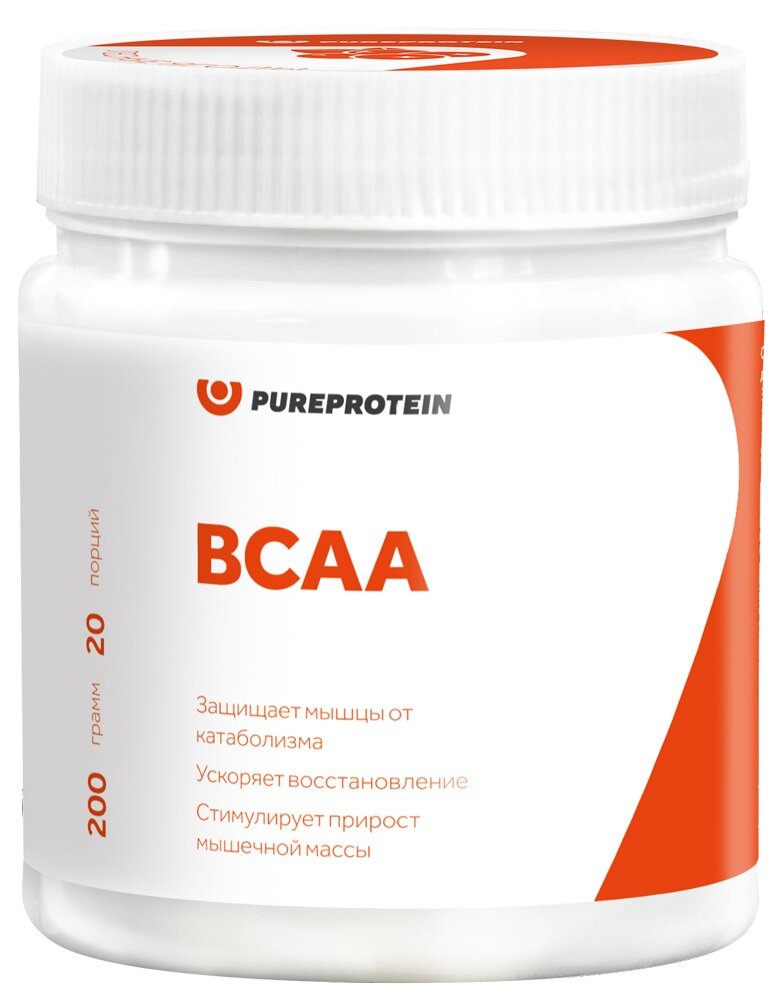 Аминокислоты / BCAA / БЦАА / PureProtein / 200г / Апельсин