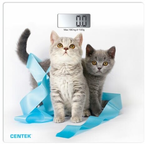 Весы напольные CENTEK CT-2426 Kitten электронные 180кг, 0,1кг, LCD 45x28, размер 26х26см