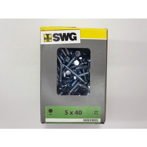 Шуруп по дереву шестигранная голова неполная резьба SW8 DIN 571 5x40 (200 pcs) SWG, Германия