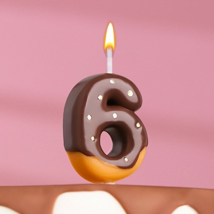 Свеча для торта Страна Карнавалия "Шоколадная глазурь", цифра 6, 7 см