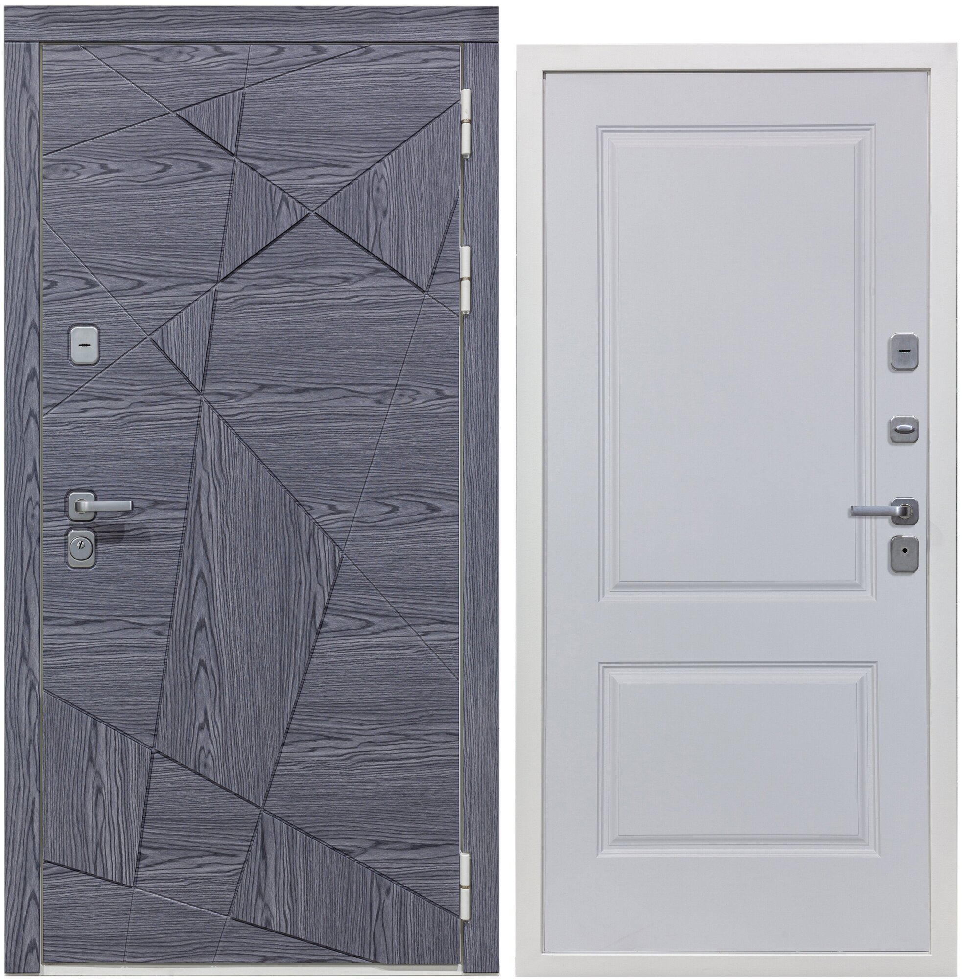 Дверь входная металлическая DIVA 97/3 2050x960 Правая Дуб Графит - Д7 Белый Софт, тепло-шумоизоляция, антикоррозийная защита для квартиры