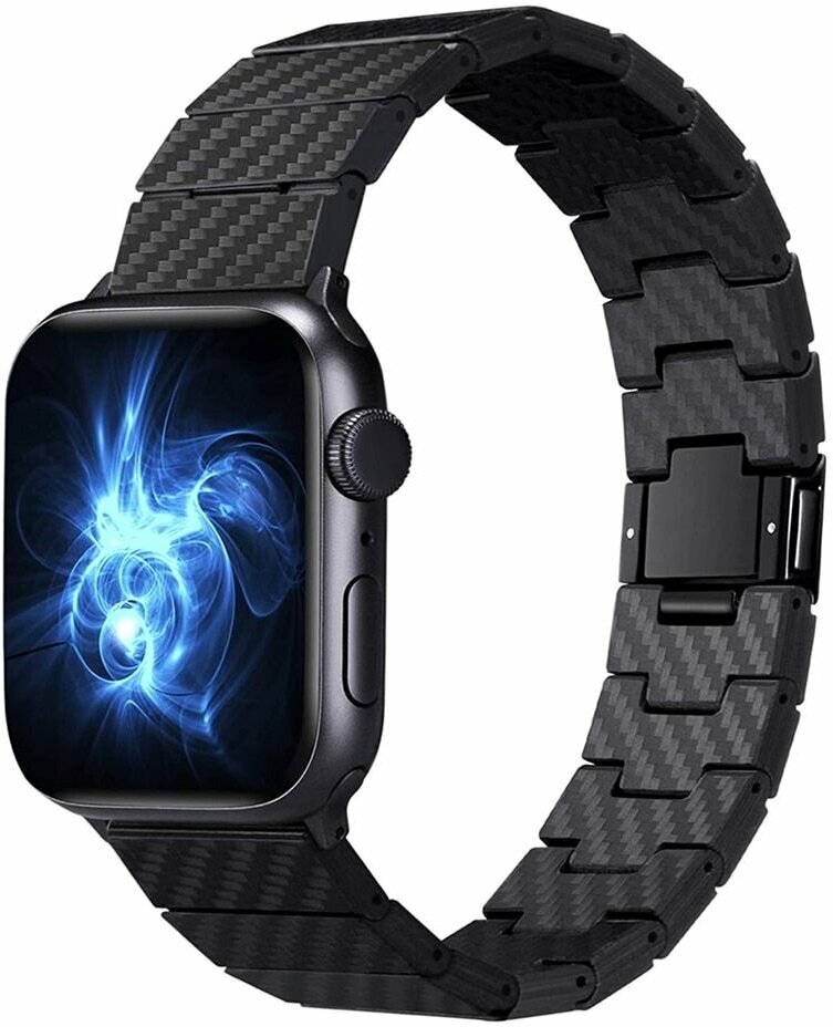 Премиум карбоновый ремешок для Apple Watch Series 1-8 - 38/40/41 мм (эпл вотч), черный