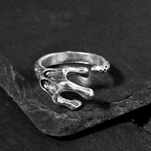 кольцо перстень череп с цветами цвет чернёное серебро безразмерное Кольцо, серебряный
