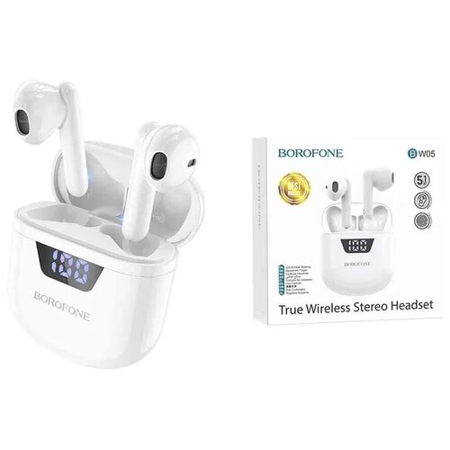 Наушники внутриканальные Borofone BW05 Pure tone пластик bluetooth 51 LED микрофон цвет белый 111300₽