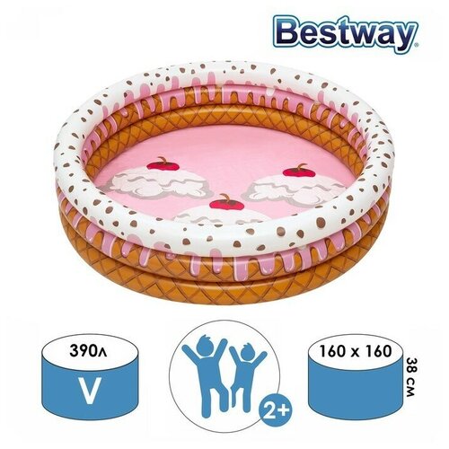 Бассейн надувной sundae funday, 160 x 160 х 38 см, 51144 bestway