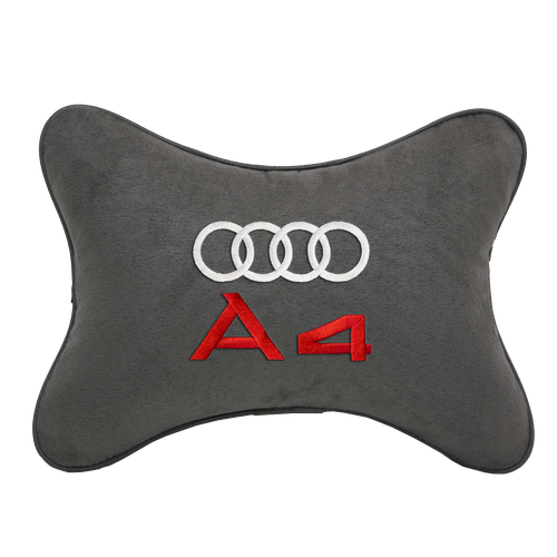 Подушка на подголовник алькантара D.Grey с логотипом автомобиля AUDI A4