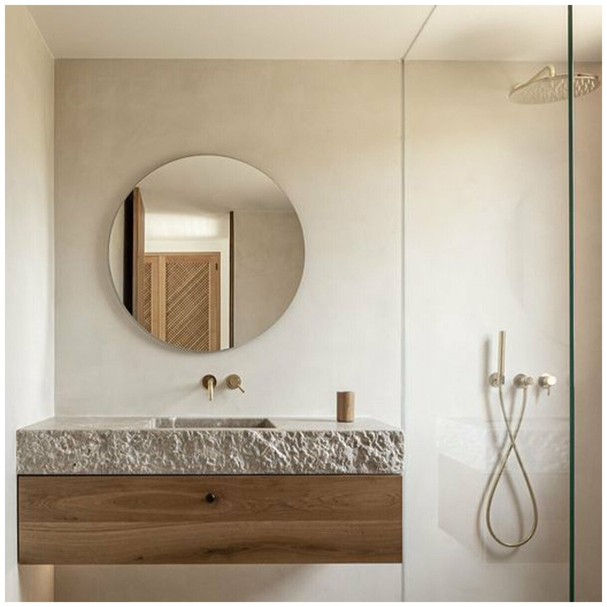 Зеркало настенное для ванной Maskota Villanelle круглое, парящая конструкция , 75 см - фотография № 5
