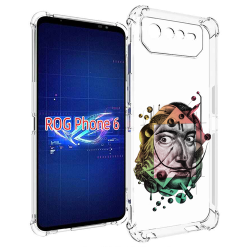 Чехол MyPads разноцветное лицо абстракция для Asus ROG Phone 6 задняя-панель-накладка-бампер