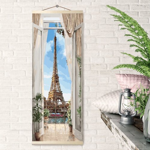 Molly KHS0007 Настенное панно картина по номерам 35 х 90 см Париж. Эйфелева башня картина по номерам париж эйфелева башня 30x40 см molly