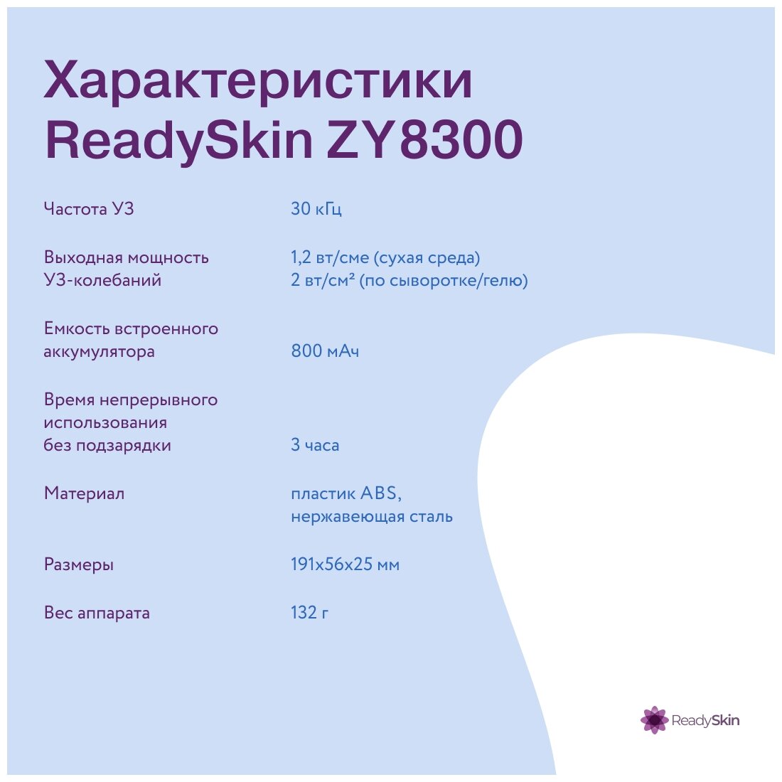 Аппарат для ультразвуковой чистки лица ReadySkin ZY8300 . - фотография № 20