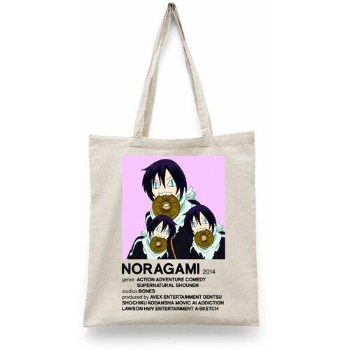 фото Сумка-шоппер унисекс каждому своё "аниме/бездомный бог" черная