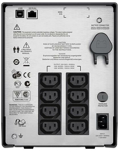 Интерактивный ИБП APC by Schneider Electric Smart-UPS SMC1000I черный 600 Вт