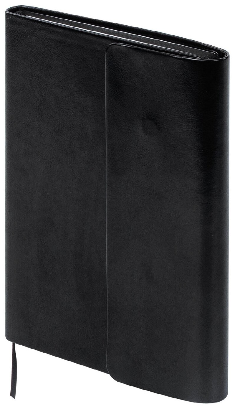 Ежедневник недатированный А5 (148х218 мм) GALANT "Black", 160 л, под гладкую кожу, магнитный клапан, черный, 126272