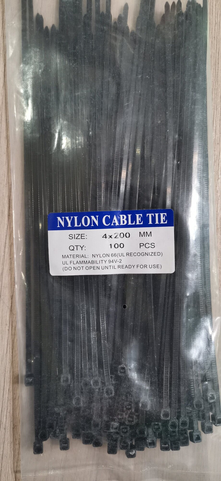 Стяжка кабельная (хомут стяжной пластиковый) 4х200 мм нейлон, черная, (100шт.) - фотография № 2