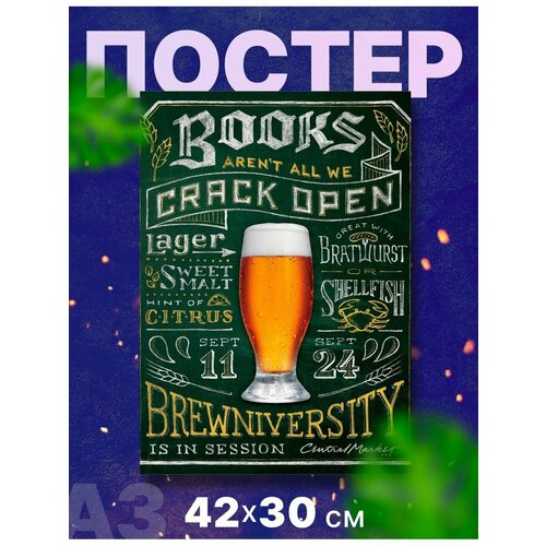 Постер "Пиво, пивко, холодное пиво", А3, 42х30 см