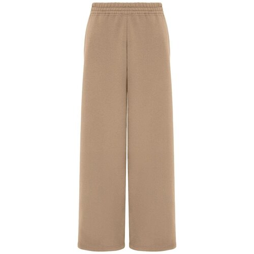 Брюки  ZI OUTFIT, свободный силуэт, спортивный стиль, размер s, бежевый